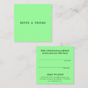 Minimalist Mint Green Real Estate Referral Card