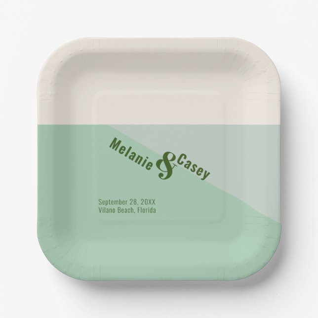 Minimalist Mint Green Wedding Paper Napkins Paper Plate (Front)