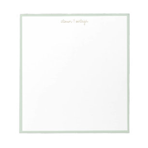Minimalist Mint Sage Border Custom Script Name Notepad