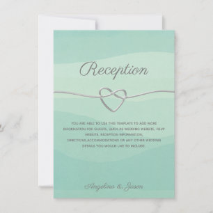 Minimalist Mint & Silver Wedding Reception Card