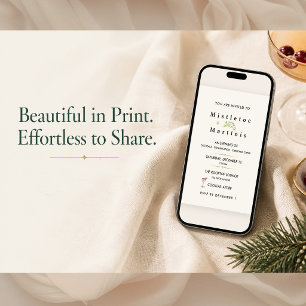 Minimalist Mistletoe and Martinis Christmas Party Invitation