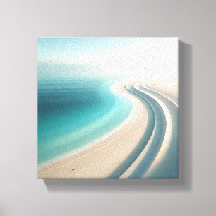 Minimalist Misty Coastline with Elegant Sand Curve Canvas Print
