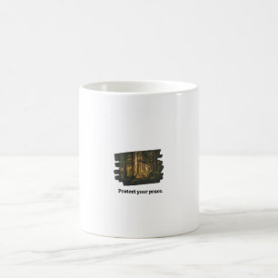 Minimalist Misty Forest Protect Your Peace Coffee Mug