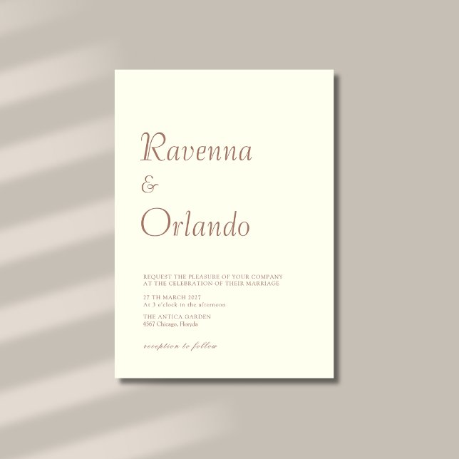 Minimalist Mocha Ivory Simple Modern Wedding Invitation (Creator Uploaded)