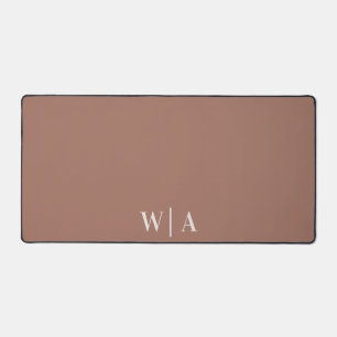 Minimalist Mocha Mousse Beige Preppy Monogram Desk Mat