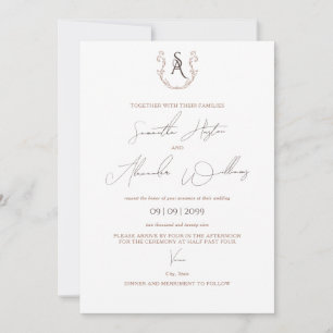 Minimalist Mocha Mousse Preppy Calligraphy Wedding Invitation