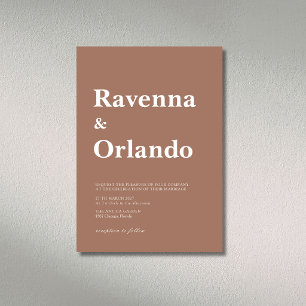Minimalist Mocha Mousse Simple Modern Wedding Invitation