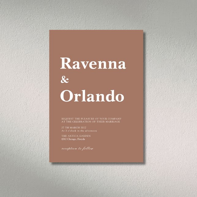 Minimalist Mocha Mousse Simple Modern Wedding Invitation (Creator Uploaded)