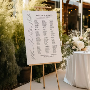 Minimalist Modern 12 Tables Wedding Seating Chart
