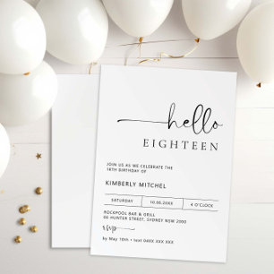 Minimalist Modern 18th Birthday Party Invitation