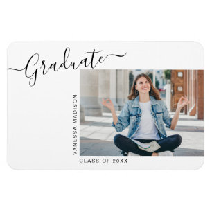 Minimalist Modern 1 Photo Grad Announcement Magnet