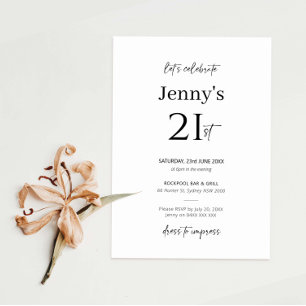 Minimalist Modern 21st Birthday Party Invitation