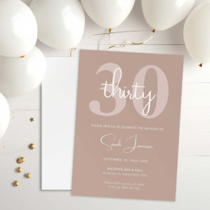 Minimalist Modern 30th Birthday Party Invitation