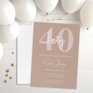 Minimalist Modern 40th Birthday Party Invitation