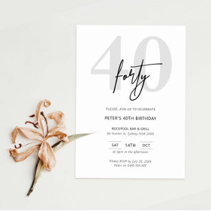 Minimalist Modern 40th Birthday Party Invitation