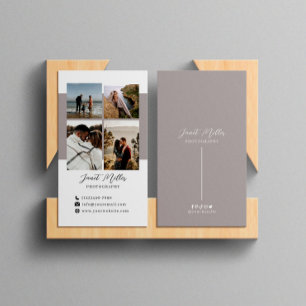 Minimalist Modern 4 Photo Collage Photographer Business Card