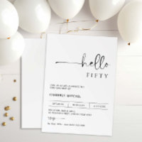 Minimalist Modern 50th Birthday Party Invitation