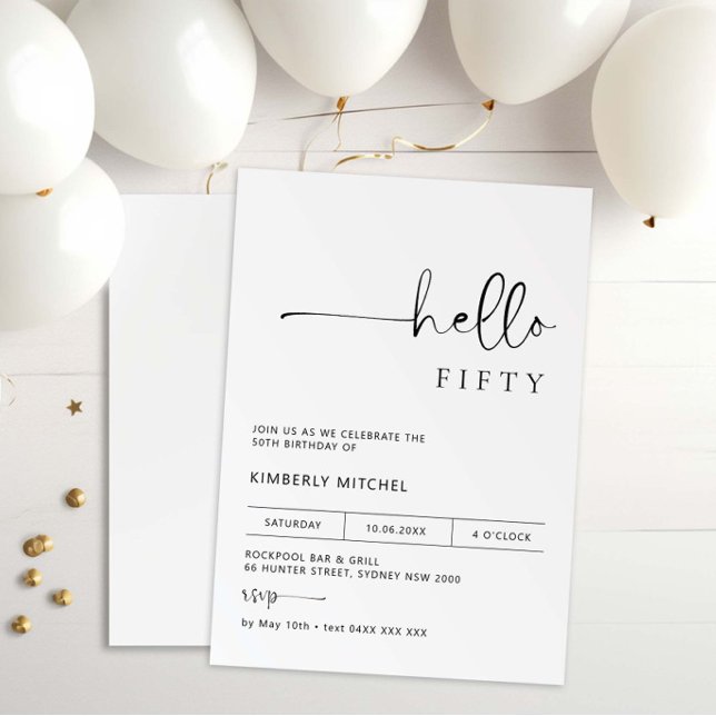 Minimalist Modern 50th Birthday Party Invitation (Creator Uploaded)