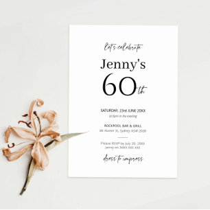 Minimalist Modern 60th Birthday Party Invitation
