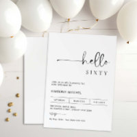 Minimalist Modern 60th Birthday Party Invitation