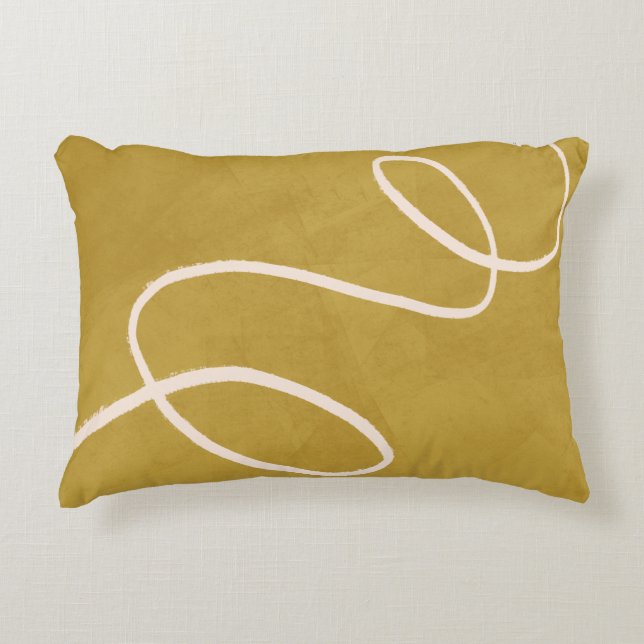 Minimalist Modern Abstract Art in Yellow Gold Decorative Cushion (Front)