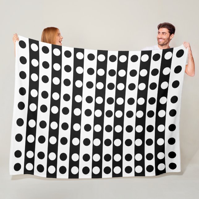 Minimalist Modern Abstract Black and White Simple Fleece Blanket (In Situ)