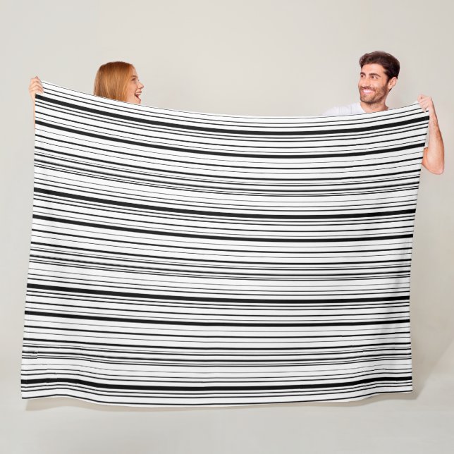 Minimalist Modern Abstract Black and White Simple Fleece Blanket (In Situ)