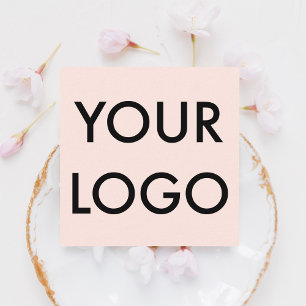 Minimalist Modern Add Your Logo Blush Pink Square Business Card