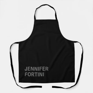 Minimalist Modern Add Your Name Black Grey Apron