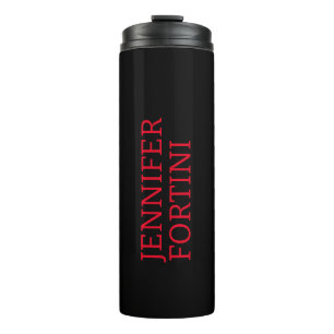 Minimalist Modern Add Your Name Black Red Thermal Tumbler