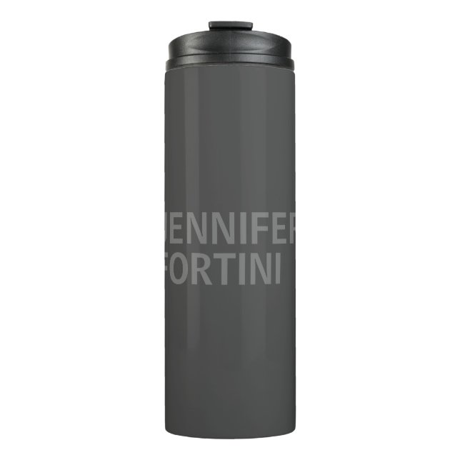 Minimalist Modern Add Your Name Gray Thermal Tumbler (Front)