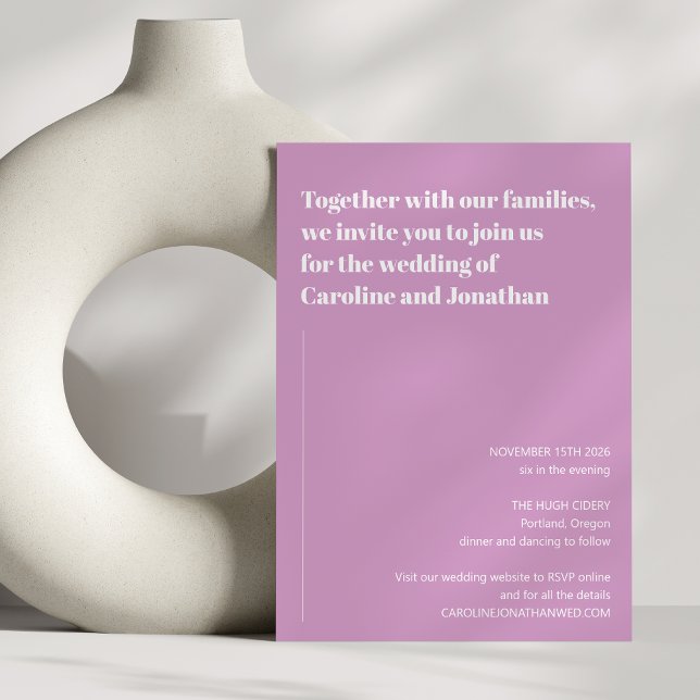 Minimalist Modern Aesthetic Simple Wedding Purple Invitation (Creator Uploaded)