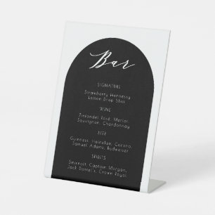 Minimalist Modern Arch Black Wedding Bar Sign