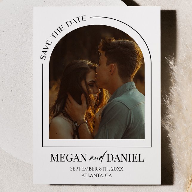 Minimalist Modern Arch Custom Picture Wedding Save The Date (Creator Uploaded)