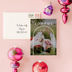 Minimalist Modern Arch Full Photo Christmas Holiday Card