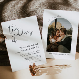 Minimalist Modern Arch Photo Elegant Wedding Invitation
