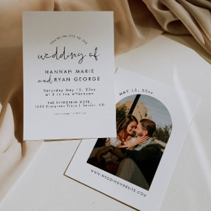 Minimalist Modern Arch Photo Elegant Wedding Invitation