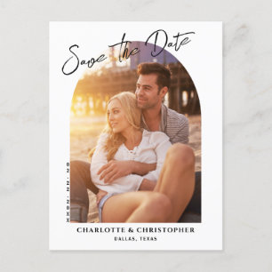 Minimalist Modern Arch Photo Save The Date Announcement Postcard