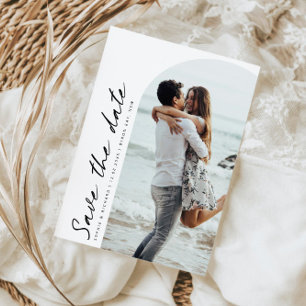 Minimalist modern arch photo Save the Date Invitation