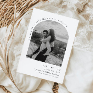Minimalist modern arch photo Save the Date  Invitation