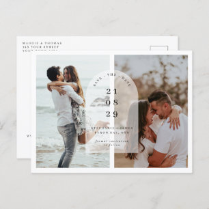 Minimalist modern arch photo Save the Date Postcar Postcard