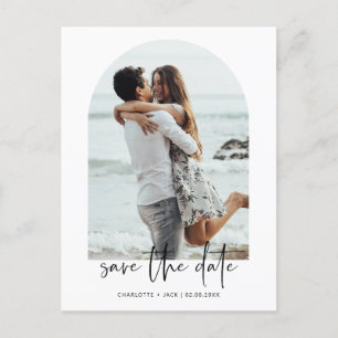 Minimalist modern arch photo Save the Date Postcard