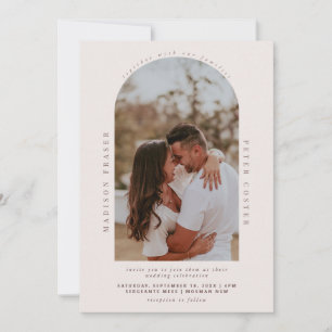 Minimalist modern arch photo wedding invitation