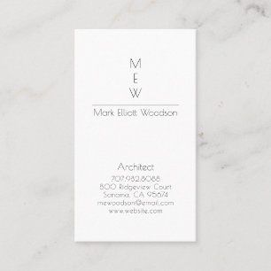 Minimalist Modern Architect Business Card