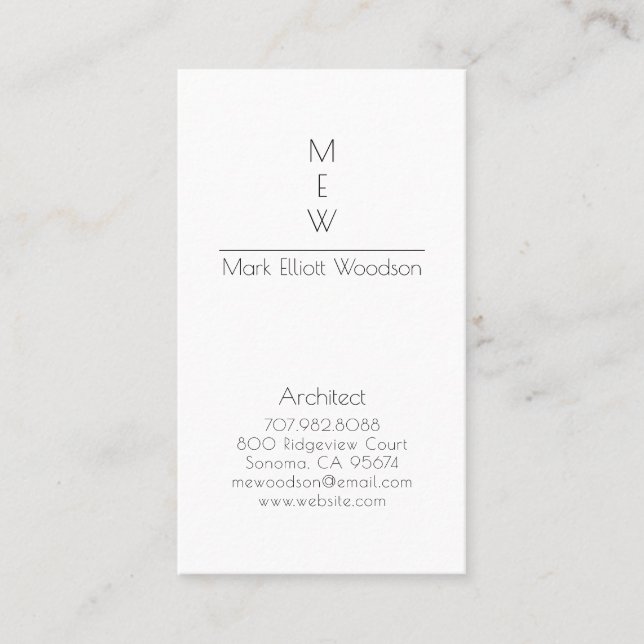 Minimalist Modern Architect Business Card (Front)