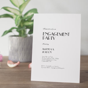 Minimalist Modern Art Deco Engagement Party Invitation