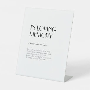 Minimalist Modern Art Deco In Loving Memory Pedestal Sign