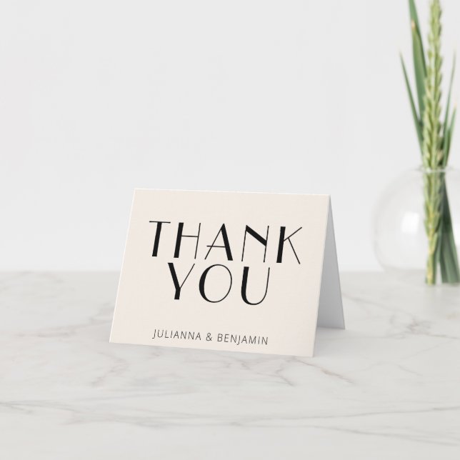 Minimalist Modern Art Deco Personalised Ivory Thank You Card (Front)