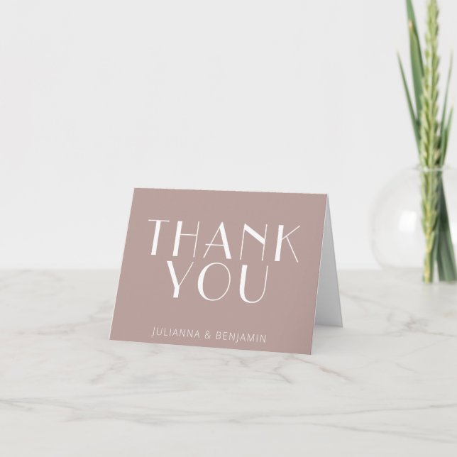 Minimalist Modern Art Deco Personalised Mauve Thank You Card (Front)