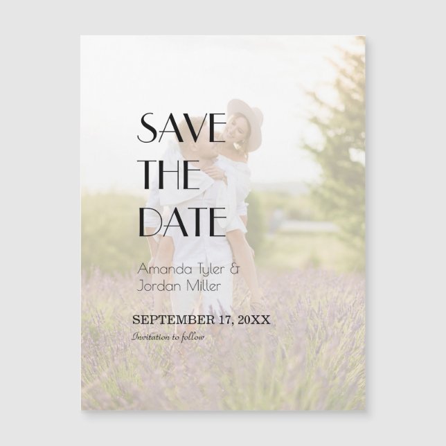 Minimalist Modern Art Deco Photo Save the Date Magnetic Invitation (Front)